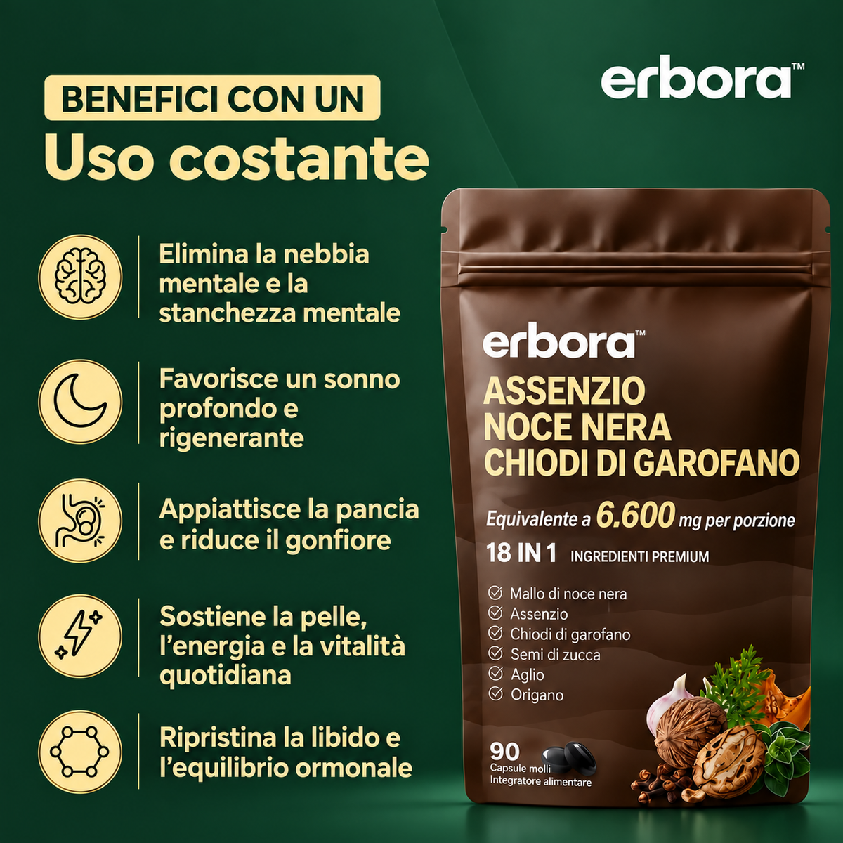 Erbora+ 18-IN-1 | Elimina Parassiti e Larve Nascosti