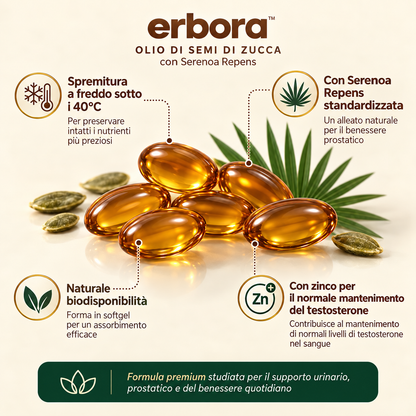 Erbora+ Capsule Molli di Olio di Semi di Zucca