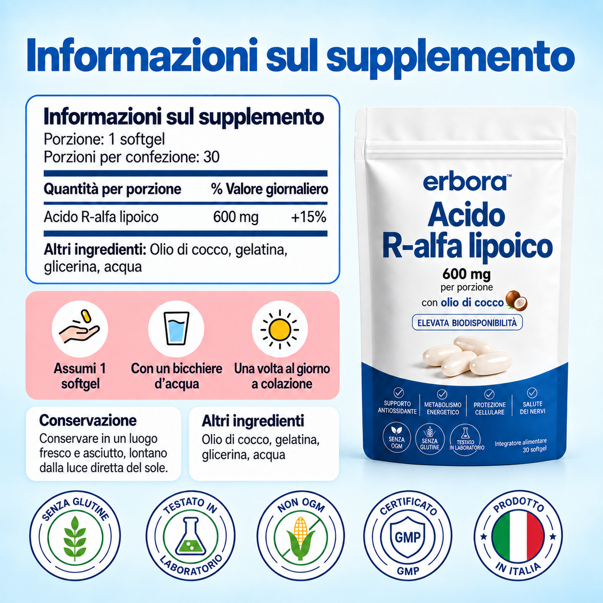 Erbora+ Acido R-alfa-lipoico